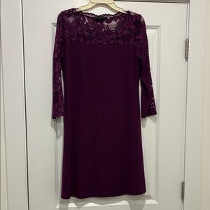 Ivan Trump Lace A-Line Dress in Deep Plum